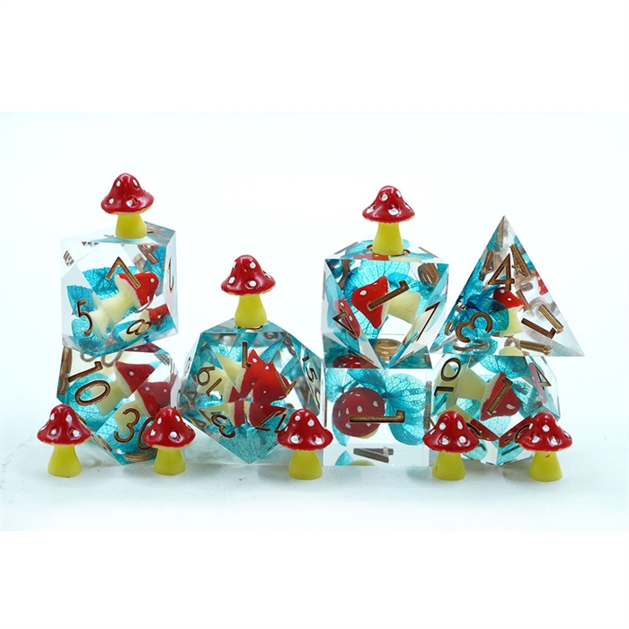 Sharp Edge Resin Dice Set - Mushroom - RPG Dice - Epic Dwarf Dice
