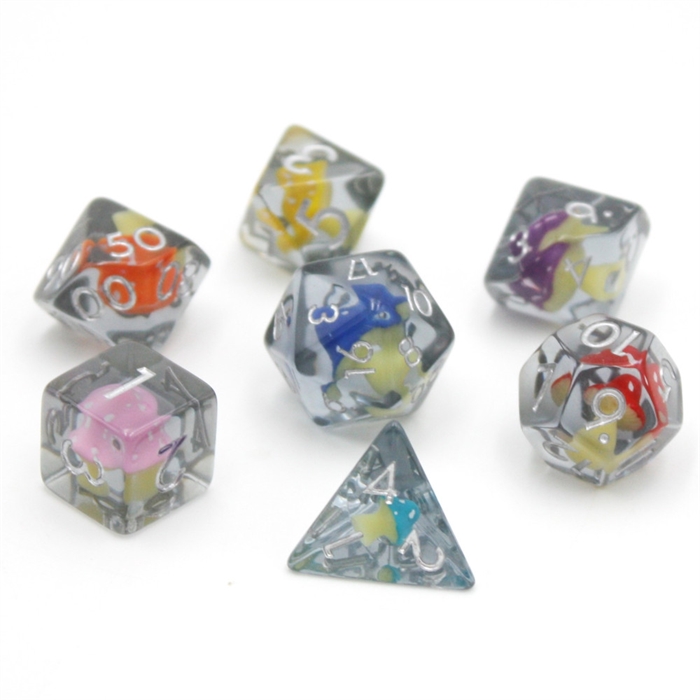 Clear Smoke Mushrooms Dice - Resin Dice set - Epic Dwarf Dice