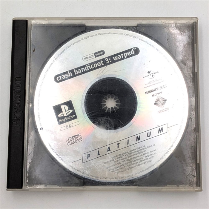 Crash Bandicoot 3 Warped Platinum - Missing Front Cover Insert and Manual - PS1 (B Grade) (Used) (Eng)
