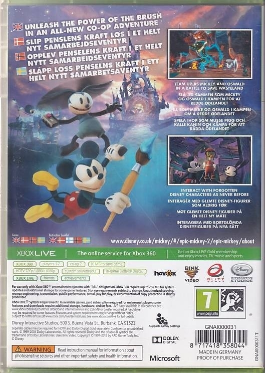 Disney Epic Mikey 2 The Power of Two - XBOX 360 (B Grade) (Used) (Eng)