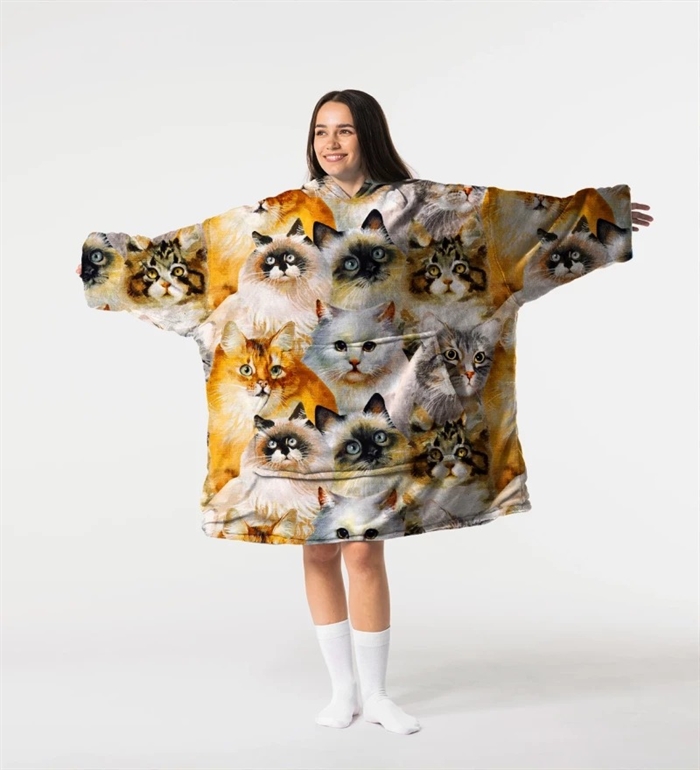 Huggie - Cat Heads - Giant Blanket Hoodie