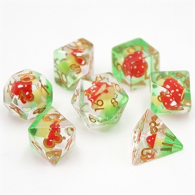 Clear Green Mushroom Dice - Resin Dice set - Epic Dwarf Dice