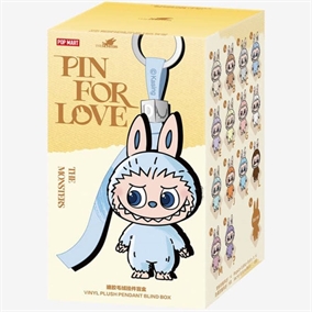 Labubu Pin For Love A–M edition blind box – miniature figure with letter and pendant-style design.