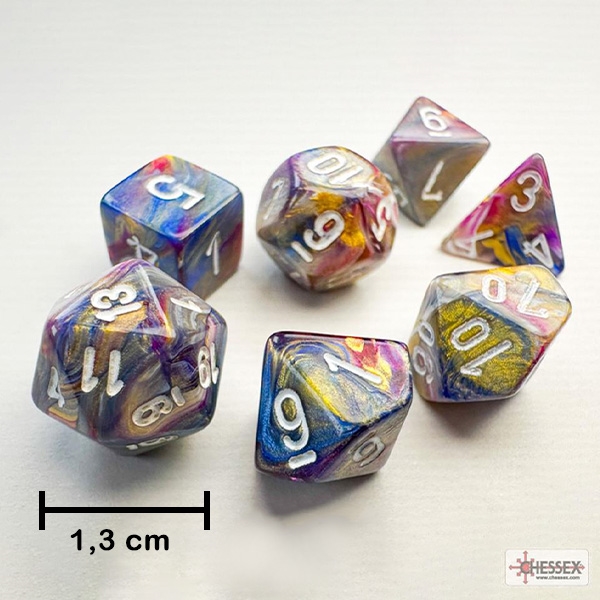 Mini Festive Carousel and White Dice Set - Roleplay Dice - Chessex