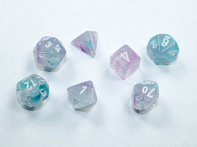 Mini Nebula hedral Wisteria-white Dice Set - RPG Dice set - Chessex