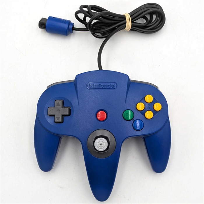 Original Nintendo 64 Controller - Unoriginal Analog Stick - Solid Blue - Nintendo 64 Accessories - (B Grade) (Used)