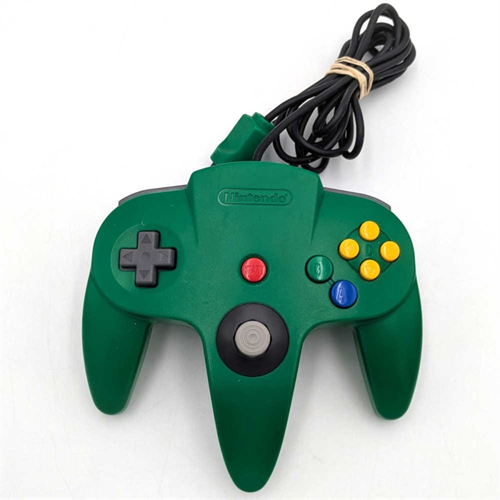 Original Nintendo 64 Controller - Unoriginal Analog Stick - Solid Green - Nintendo 64 Accessories - (B Grade) (Used)