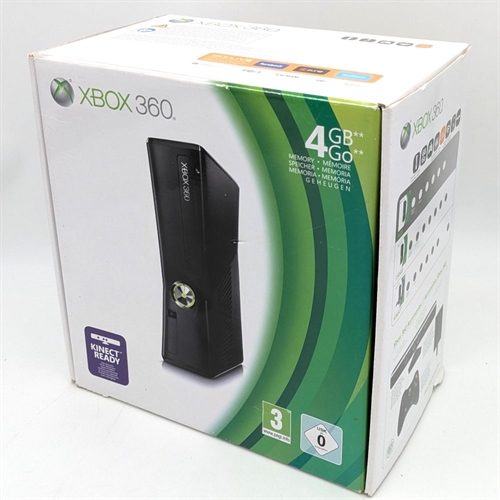 XBOX 360 S - Black - Complete In Box - Console - 4GB - SNR 016190410708 (B Grade) (Used)