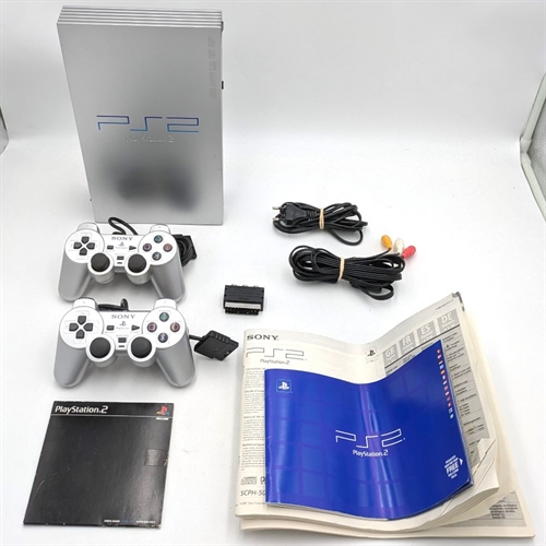 Playstation 2 - Satin Silver Prestige Line - Complete In Box - SCPH-50004 SS - SNR AC2829504 (B Grade) (Used)