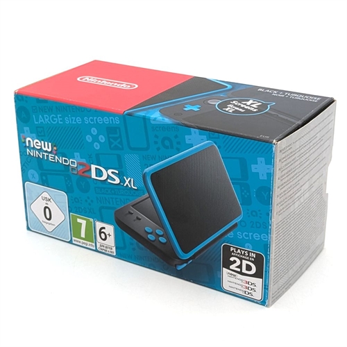 New Nintendo 2DS XL - Complete In Box - Black and Turquoise - Console - SNR NEG108845411 (B Grade) (Used)