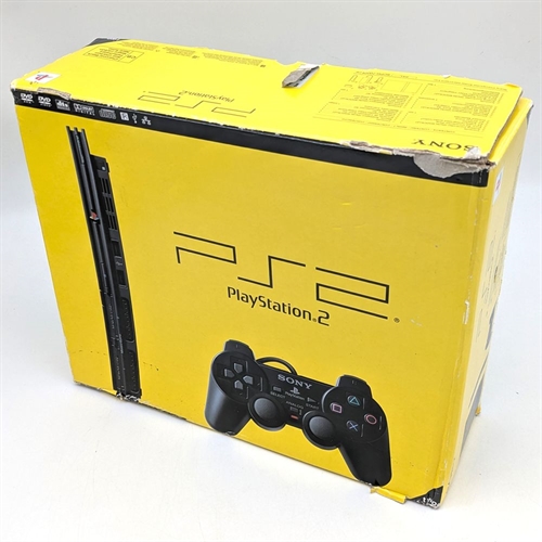 Playstation 2 - Slim - Black - Complete in Box - Console - SCPH-70004 - SNR AC6359184 (B Grade) (Used)
