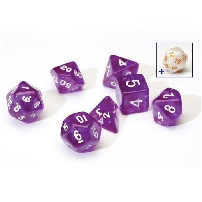 Purple Translucent Dice set - Roleplay dice - Sirius Dice