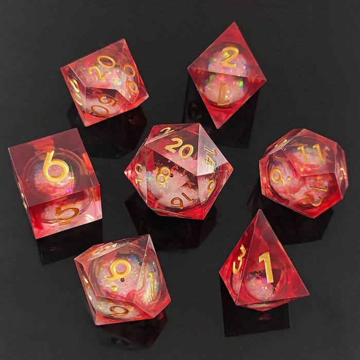 Resin Sharp Edge Liquid Core - Red - RPG Dice Set - Epic Dwarf Dice