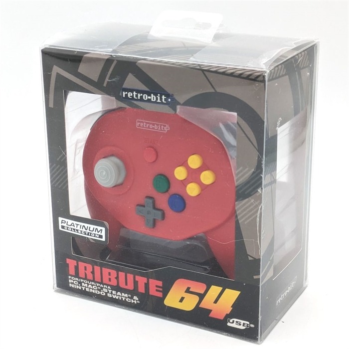 Retro Bit Tribute 64 Controller - Red - Complete In Box - Nintendo Switch Accessories - (B Grade) (Used)