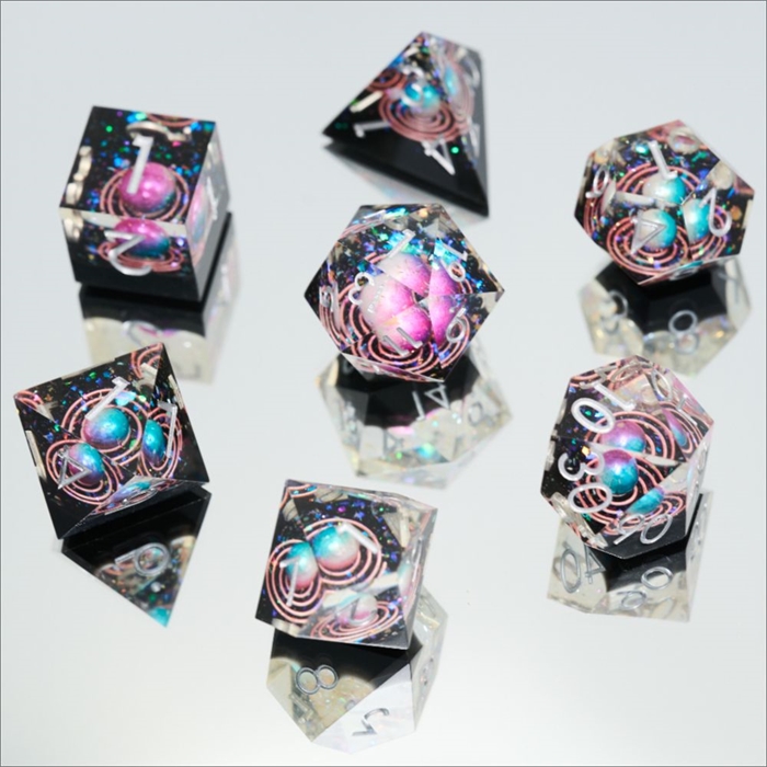 Sharp Edge Resin Dice Set - Tiny Galaxy - Metal RPG Dice - Epic Dwarf Dice