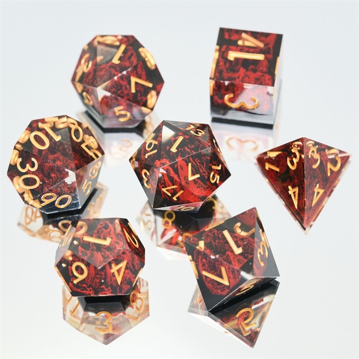 Stone Mountain Sharp Edge Resin - Red - RPG Dice - Epic Dwarf Dice