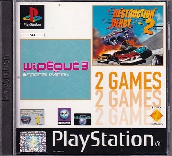 Wipeout 3 Special Edition + Destruction Derby 2 - PS1 (B Grade) (Used) (Eng)